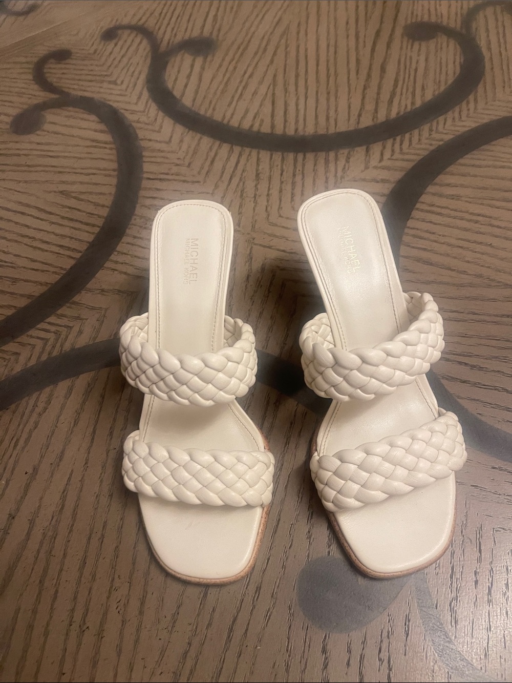 MICHAEL Michael Kors Cream Braided Double-Strap Slide Mules - Picture 2 of 3